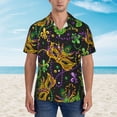 thumbnail image 5 of Uemuo Mardi Gras Surface Printed Regular Fit Short Sleeve Casual Hawaiian Shirt for Men,Aloha shirt,Tropical shirt,Floral print shirt,Vacation Beach shirt-Small, 5 of 9