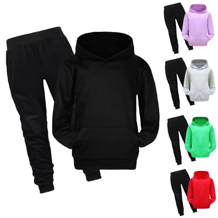 KKBOTIVE Boys Girls Baggy Sweatsuits 2 Piece Outfits Graphic Print Preppy Clothing Set Pullover Hoodies and Trackpants Z03 Grey 4-5 Years
