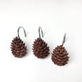 thumbnail image 4 of 12 Uds ganchos para cortina de ducha de piña, colgadores para baño, anillo de gancho para cortinas de ventana de cono de pino de resina para el hogar GeweYeeli HA0897-00B, 4 of 7