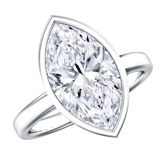 Rosec Jewels IGI Certified Lab Grown Diamond Engagement Ring 4 Carat - Bezel Set Marquise Diamond Ring - E-VS1 Quality, 925 Sterling Silver, US 4.00