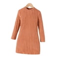 thumbnail image 4 of Sweater Dress for Girls Size 8-9 Long Sleeve Crew Neck Casual Ribbed Fitted Fall Winter Soft Midi Dress Ginger, 4 of 5