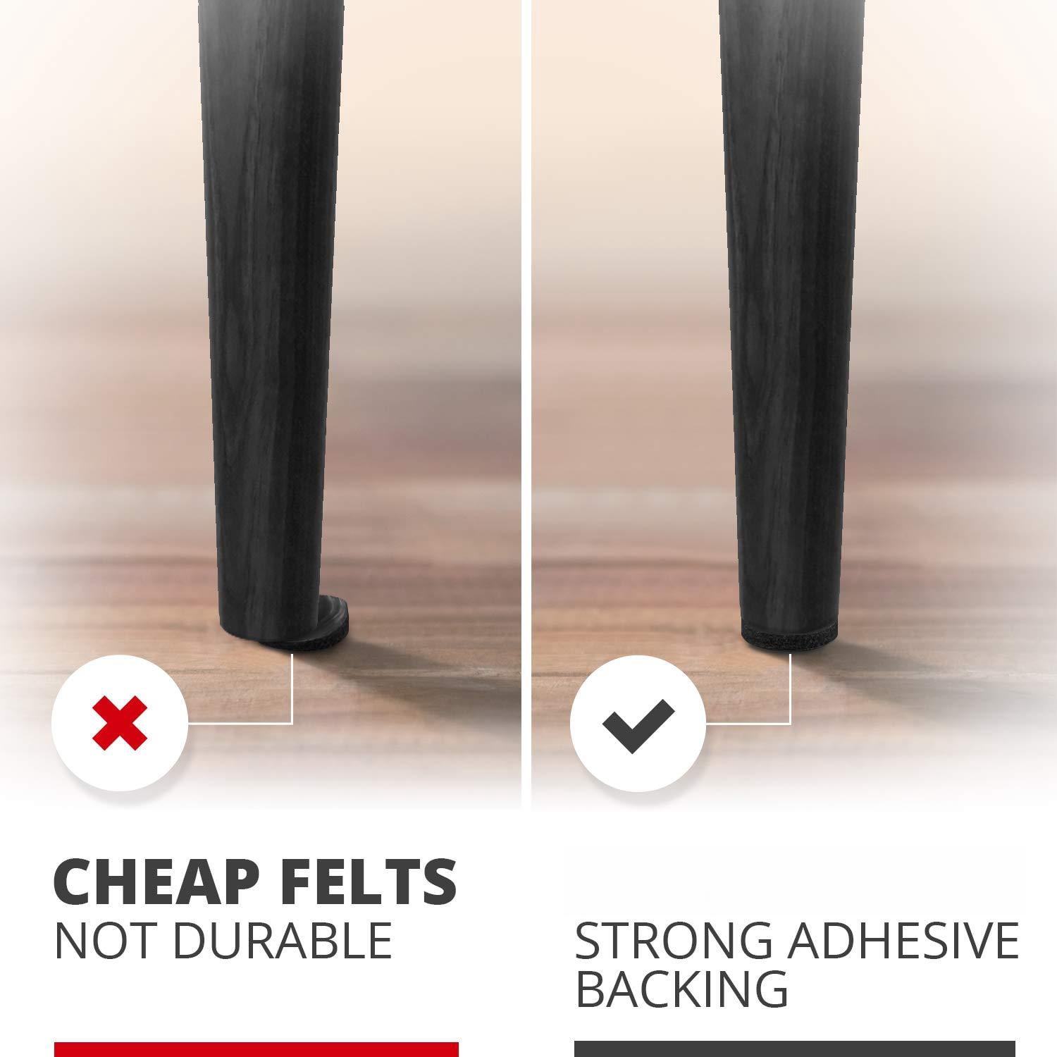 Felt Furniture Pads  - 48 1" Floor Protectors Feet Wood Floors Annoying Noise & Protect Your Hard Surfaces! (black)