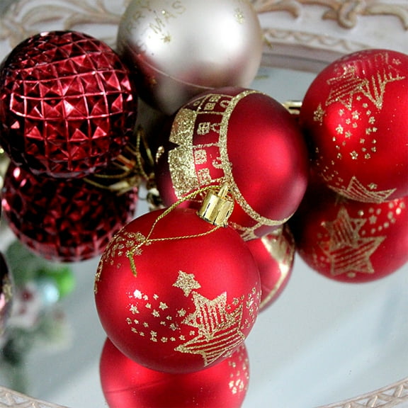 JVBTVB 6cm Christmas Ball Ornaments Set of 40 - Dark Red Electroplated Plastic Holiday Decorations with Easy-Hang Loops for Tree Wreath Garland Decor