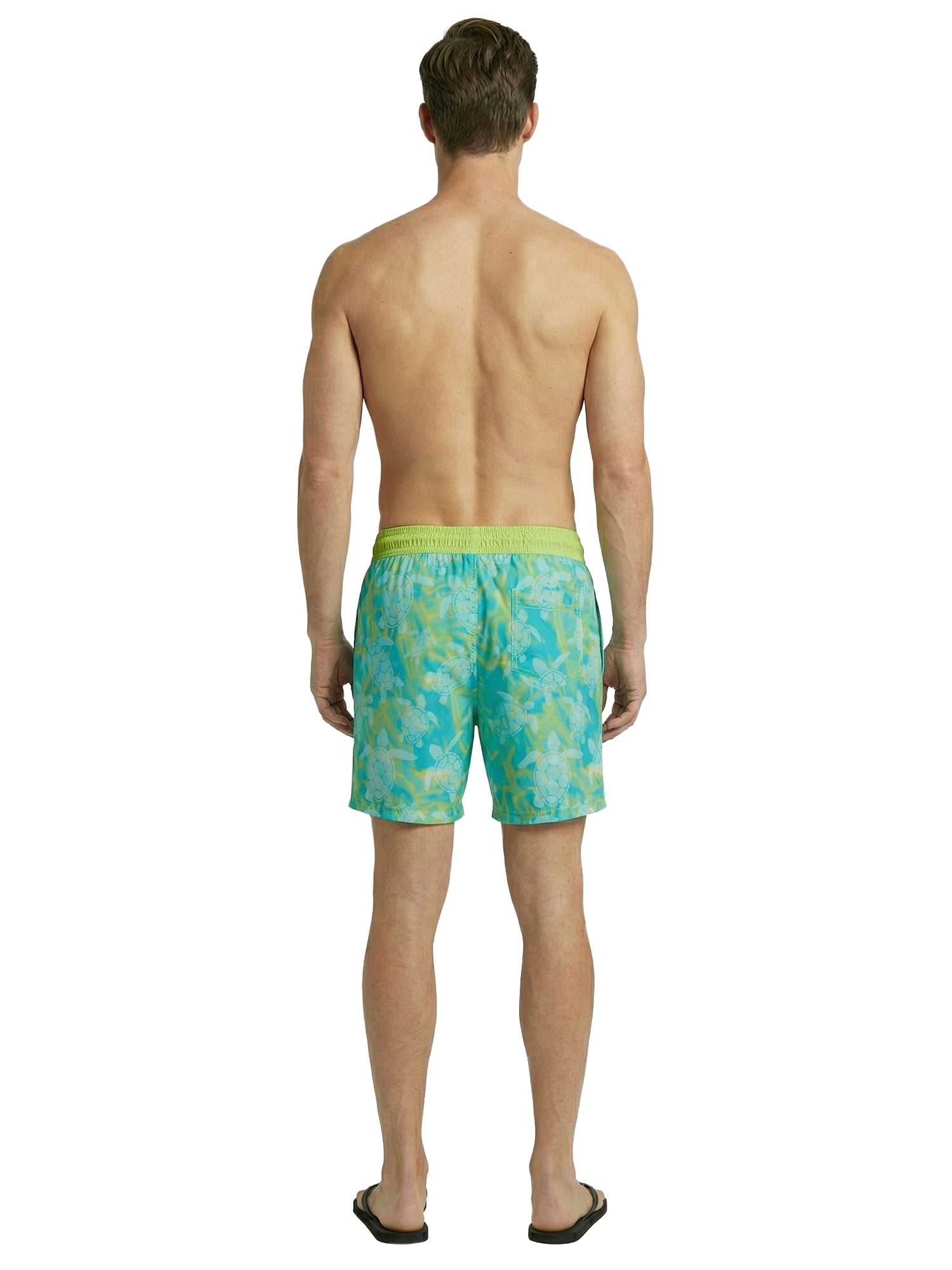 Birdie Bound Men's Printed Swimming Turtles Swim Trunks, Sizes S-3XL