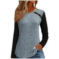 thumbnail image 2 of FDGIU Women's Ribbed Knit Pullover - Long Sleeve Crewneck Tunic Top, Fall Winter Casual Sweater, 2 of 3