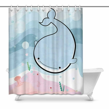 Pop Comic Sea Whale And Jelly Fish In The Ocean Shower Curtain