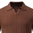 thumbnail image 3 of Mens Short Sleeve Knit Polo Shirts Jacquard Textured V Neck Casual Golf Shirt Stretch Summer Pullover Collared Sweater Old Money Clothes Size 2XL, 3 of 4