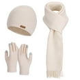 thumbnail image 3 of Krdevn Adult Knitted Scarf Hat Gloves Set Solid Color Fringe Windproof Warm Winter Outdoor Daily Use,One Size, 3 of 3