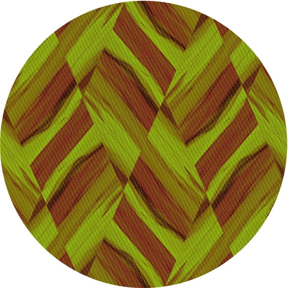 Ahgly Company Indoor Round Patterned Pistachio Green Area Rugs, 6' Round
