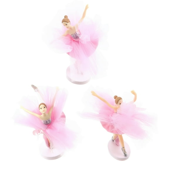 MIPCASE 3 Sets Plastic Ballerina Cake Toppers Pink Cake Decoration for Birthday Parties