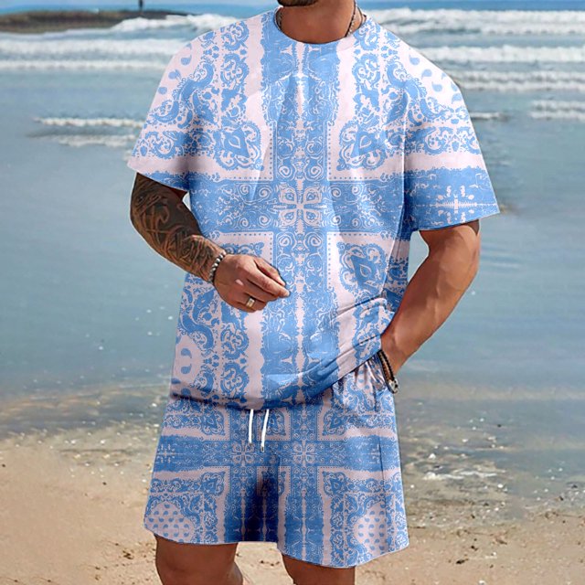 WILLBEST Bottom Men's Summer Fashion Casual Cashew Flower Set Men's Summer Fashion Casual Cashew Flower Set Men's Summer Fashion Casual Cashew Flower Set