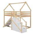thumbnail image 6 of Euroco Wood Twin Bunk Bed with Slide and Staircase,Low Profile House Bed for Kids Teens Adult,Natural, 6 of 14