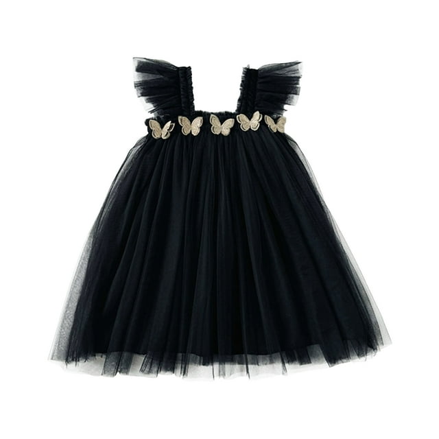 MHFRRA Robe de Printemps pour Filles Robe de Fête à Manches Volantes pour Tout-Petits Vêtements de Fête de Danse 18-24 Mois