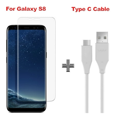 bundle sale: one S8 Tempered Glass Screen Protector for Galaxy S8 and one type C