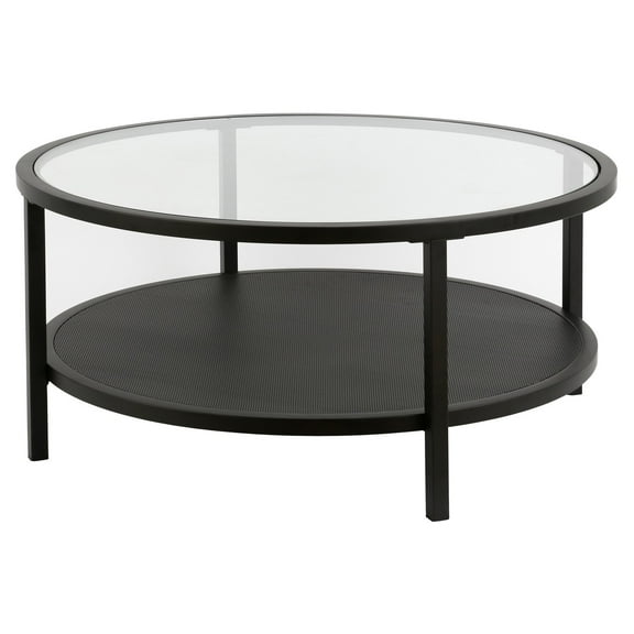 Evelyn&Zoe Rigan 36" Wide Round Coffee Table, Blackened Bronze