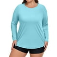 thumbnail image 2 of Women's Long Sleeve Sun Shirts UPF50+ UV Protection Crew Neck Rash Guard Lightweight Quick Dry Workout Hiking Tops Blue 3XL, 2 of 5