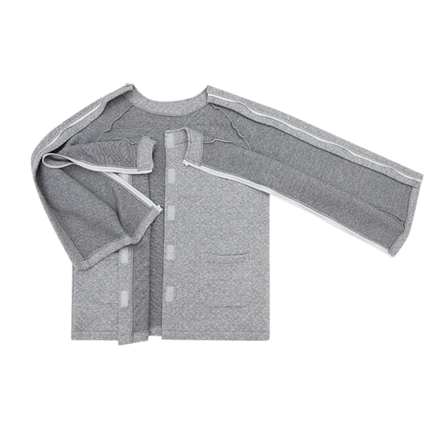 WEAIXIMIUNG Chemise de Compression Homme Manches Longues Soccer Printemps et Automne Facile à Porter et Garde-Robe Patient Fracture Pied et Bras Vêtements Postopératoires Paralysie de Lit Fermeture Éclair