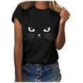 thumbnail image 2 of Levmjia Shorts pour Femmes Grande Taille Liquidation Été T-shirt Décontracté Ample Col Rond Manches Courtes Imprimé Lettre, 2 of 4
