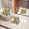 thumbnail image 5 of Summer Sunflower Bathroom Rugs Set Waterclor Leaf Cintage Yellow Flower Non Slip Absorbent Soft Bath Mats 3 Piece Set with Bathroom Rug, U-Shaped Floor Mat, Toilet Seat Cover Large Size, 5 of 9