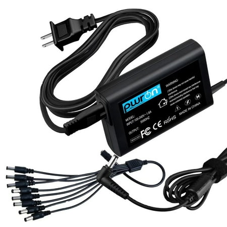 

PwrON Compatible 8 Ports pigtail 12V 4A DC Power Supply Adapter Replacement for CCTV Camera LED DVR Mains