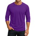 thumbnail image 2 of Men's Long Sleeve Round Neck Raglan Three Quarter Sleeve T-Shirt Top for Spring Fall Casual Style,Purple,M, 2 of 8