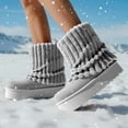 thumbnail image 3 of GJPBGK Women’s Warm Fuzzy Knit Mid-Calf Winter Snow Boots Cozy Outdoor Footwear Platform Flat Comfort Outdoor Winter Fashion Boots, 3 of 8