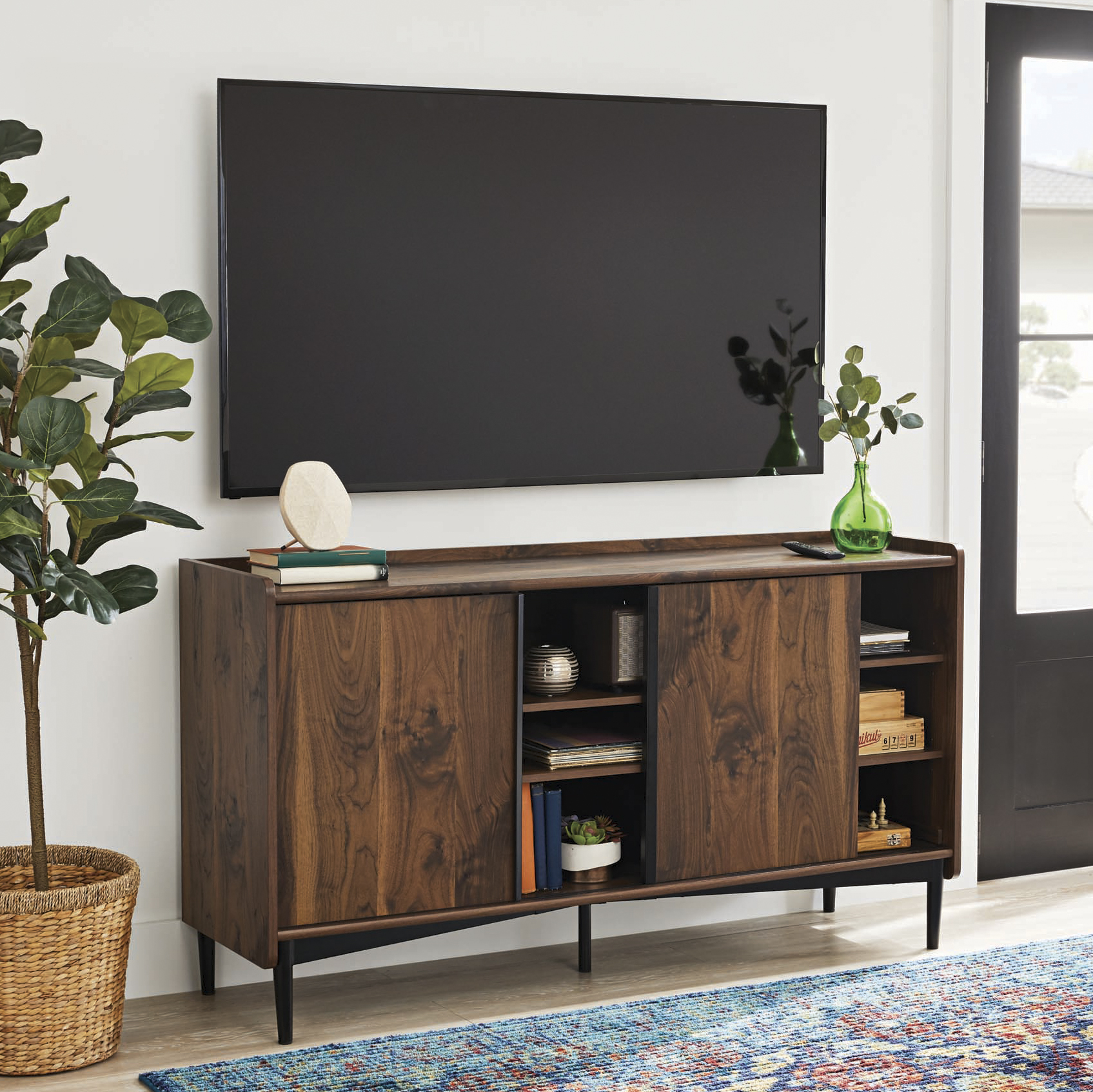 Better Homes & Gardens Montclair TV Stand Storage Console for TVs up to 65", Vintage Walnut Finish - image 4 of 7
