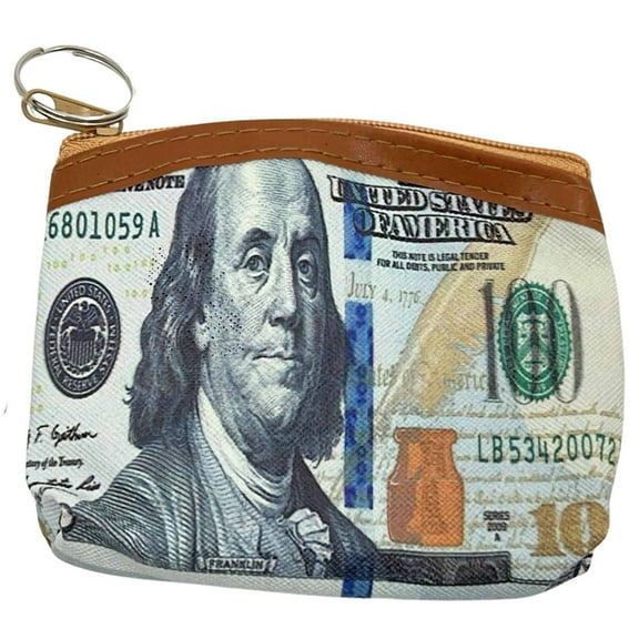 Dollar Theme Zipper Pouch with Keychain: 1 Pack