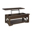 thumbnail image 4 of FurniFact Walnut Lift Top Cocktail Table – Rustic Coffee Table with Storage Shelf, 4 of 6