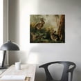 thumbnail image 4 of Feiri Vintage Easter wall Hang Artworks Bunnies Cave Wood Framed Wall Art Rabbits  Paintings Plant Grass Landscaped Wall Art French Canvas Wall Decor for Living Room Bedroom Office 16x12in, 4 of 6