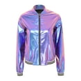 thumbnail image 3 of DPOIS Women's Sparkly Bomber Jackets Long Sleeves Zip Up Coat for Party Club Blue XL, 3 of 7
