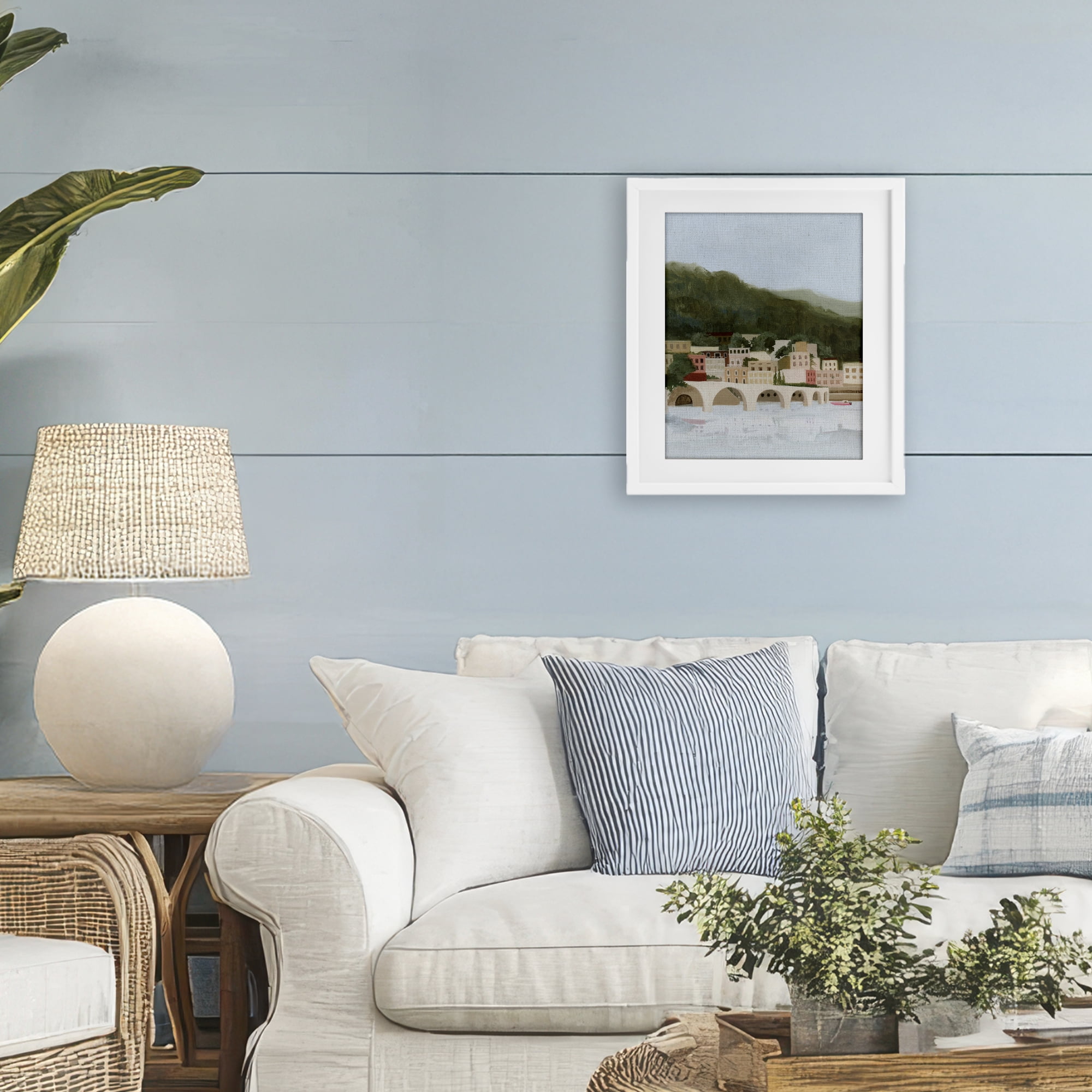 Stupell Industries Coastal Mountains By Sea White Framed Print Under Glass, design by Grace Popp