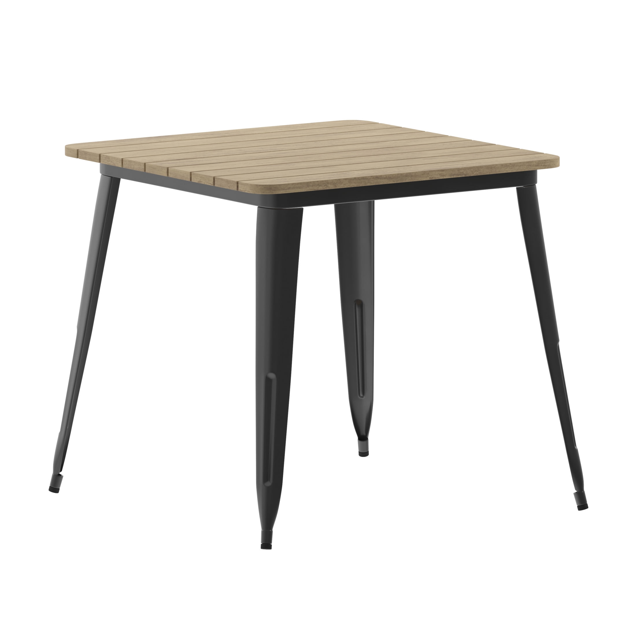 Flash Furniture Declan Commercial Grade Indoor/Outdoor Dining Table, 31.5" Square All Weather Brown Poly Resin Top with Black Steel Base