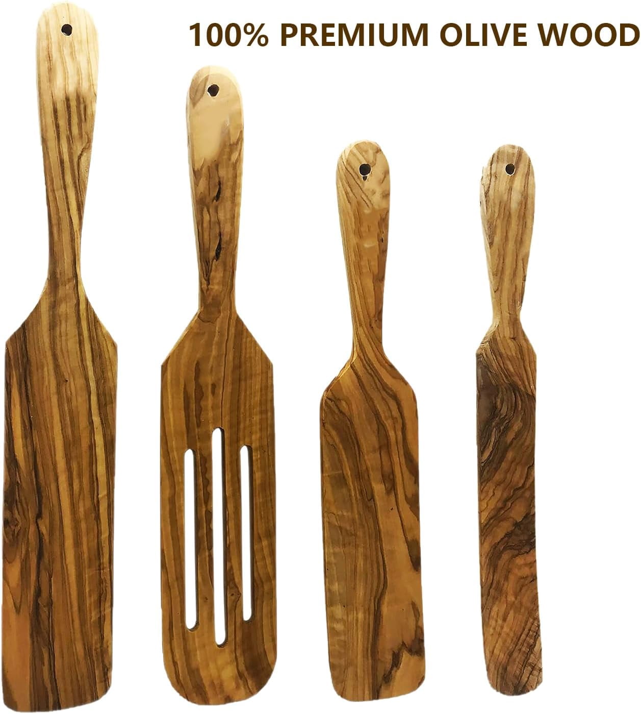 Mark. Olive Wood Durable Nonstick Natural Kitchen Utensil Sets, 4 pcs