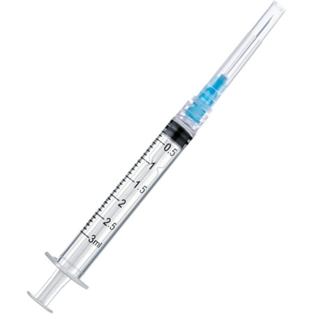 100 Pack Disposable 3ml/cc Lab Syringes with 23Ga 1 Inch Needle Luer Lock, Individually Sealed Packed