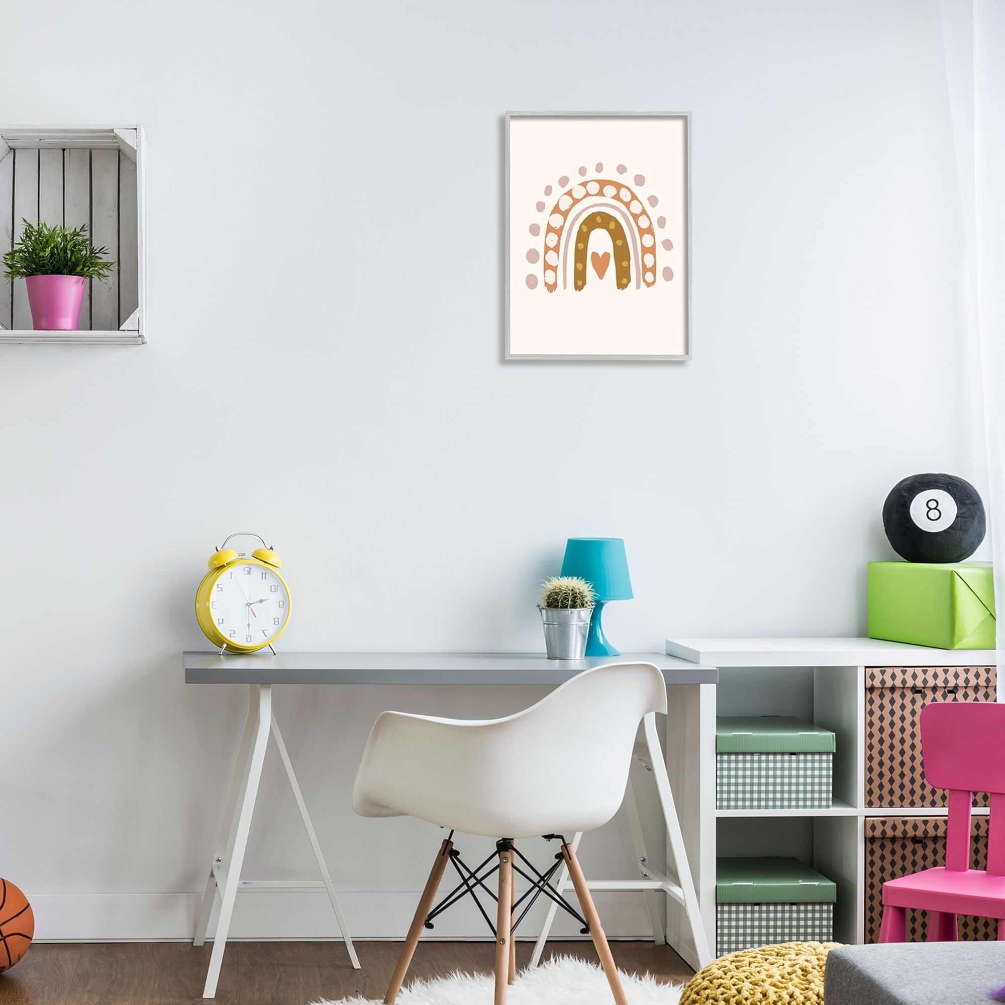 Stupell Industries Dotted Bohemian Rainbow Heart Symbol Kid's Art,16 x 20, Design by Caroline Alfreds