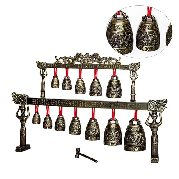 OUNONA Bronze Round Percussion Instrument for Adults, Vintage Style Chime Musical Instrument, 1 Piece for Relaxation and Music