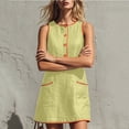 thumbnail image 6 of Atogsazn Womens Summer Button Mini Dress Casual Sleeveless Contrast Trim Loose Dresses A-Line Sundress Green L Fashion, 6 of 7