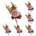 thumbnail image 1 of 6 piezas de boutonnieres rosa profundo para hombres, novios, padrinos y novias, 1 of 7