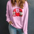 thumbnail image 2 of ibuvkizy Sweatshirt for Women Valentine's Day Round Neck Lover's Love Print Sweatshirt Long Sleeved Pullover Top/shirt Pink,L, 2 of 6