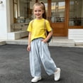 thumbnail image 2 of VBEWZET Kids Wide Leg Casual Pants, Elastic Waist Loose Fit Trousers with Pockets, Lightweight Air-Condition Pants for Boys & Girls Blue 11-12 Years, 2 of 6