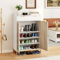 thumbnail image 2 of Uforic 4-Tiers Shoe Cabinet with Door, Shoe Rack Organizer Cabinet with Adjustable Shelves, Black, 2 of 12