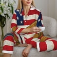 thumbnail image 4 of Salouo American Flag And Baseball Pattern Women's Pajamas Set Long Sleeve Button Down Sleepwear Soft Pj Lounge Sets for women 2 Piece Pjs Set with Long Pants -XX-Large, 4 of 8