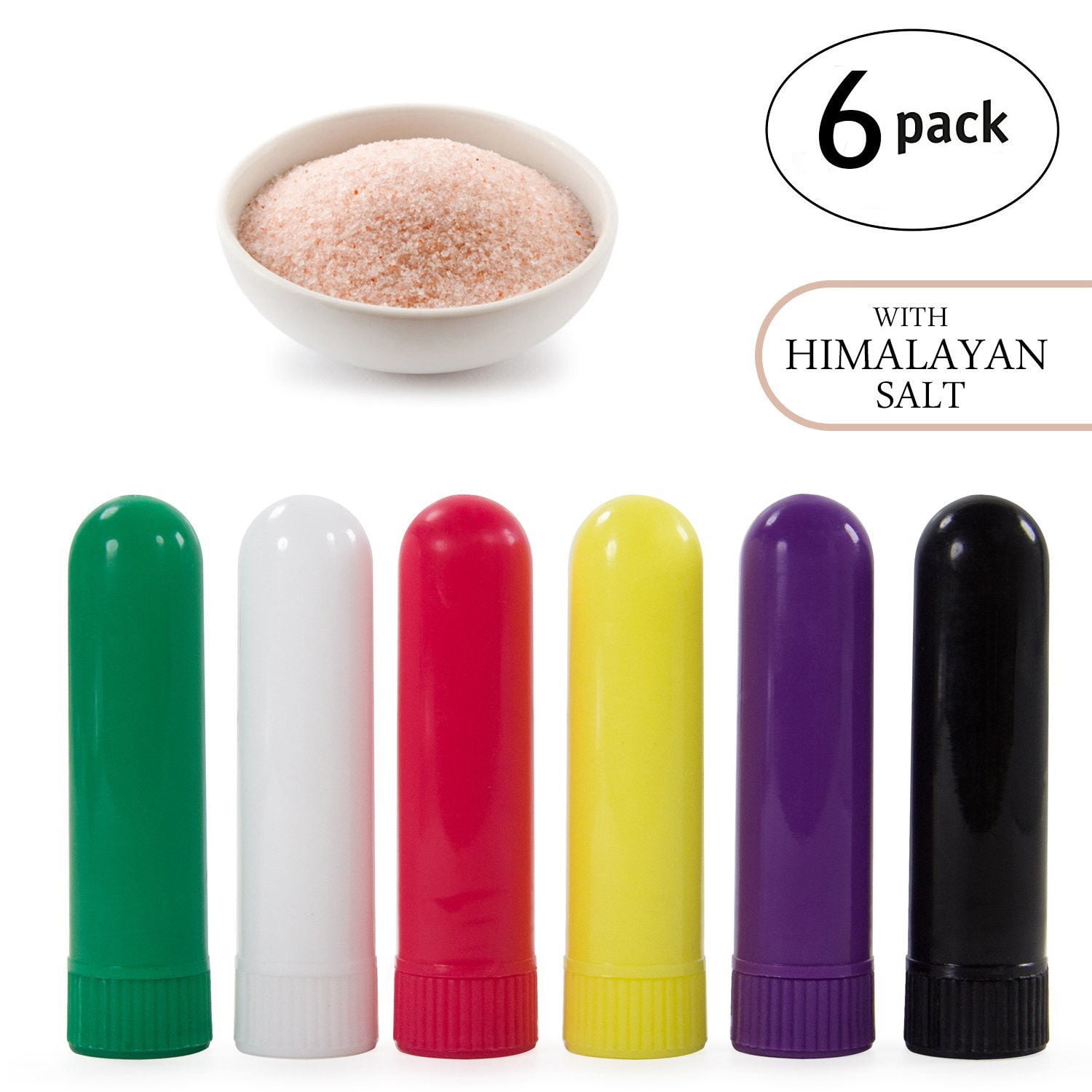 6 Pack Colored Tube Aromatherapy Nasal Inhaler Sticks Filled with