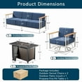 thumbnail image 7 of Unnifurnzi 4 Pieces Patio Furniture Set with Fire Pit Table-Outdoor Furniture with Swivel Rocking Chairs High Back Patio Couch for Deck Porch Poolside Balcony-White/Blue, 7 of 7