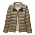 thumbnail image 5 of Winter Down Coat Thickened Padded Stand Collar Pockets Zipper Closure Windproof Long Sleeves Heat Retention Warm Daily Cold Weather Outwear Cotton Jacket, 5 of 8