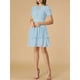 thumbnail image 5 of INSPIRE CHIC Vestido corto de doble capa con cuello atado, mangas fruncidas y cintura elástica en A, XL, azul claro, 5 of 7