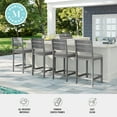 thumbnail image 5 of Martha Stewart Set of 2 Indoor-Outdoor Patio Bar Stools with Gray Brushed Woodgrain Aluminum Finish and Gray All-Weather Seat Cushions, 5 of 12