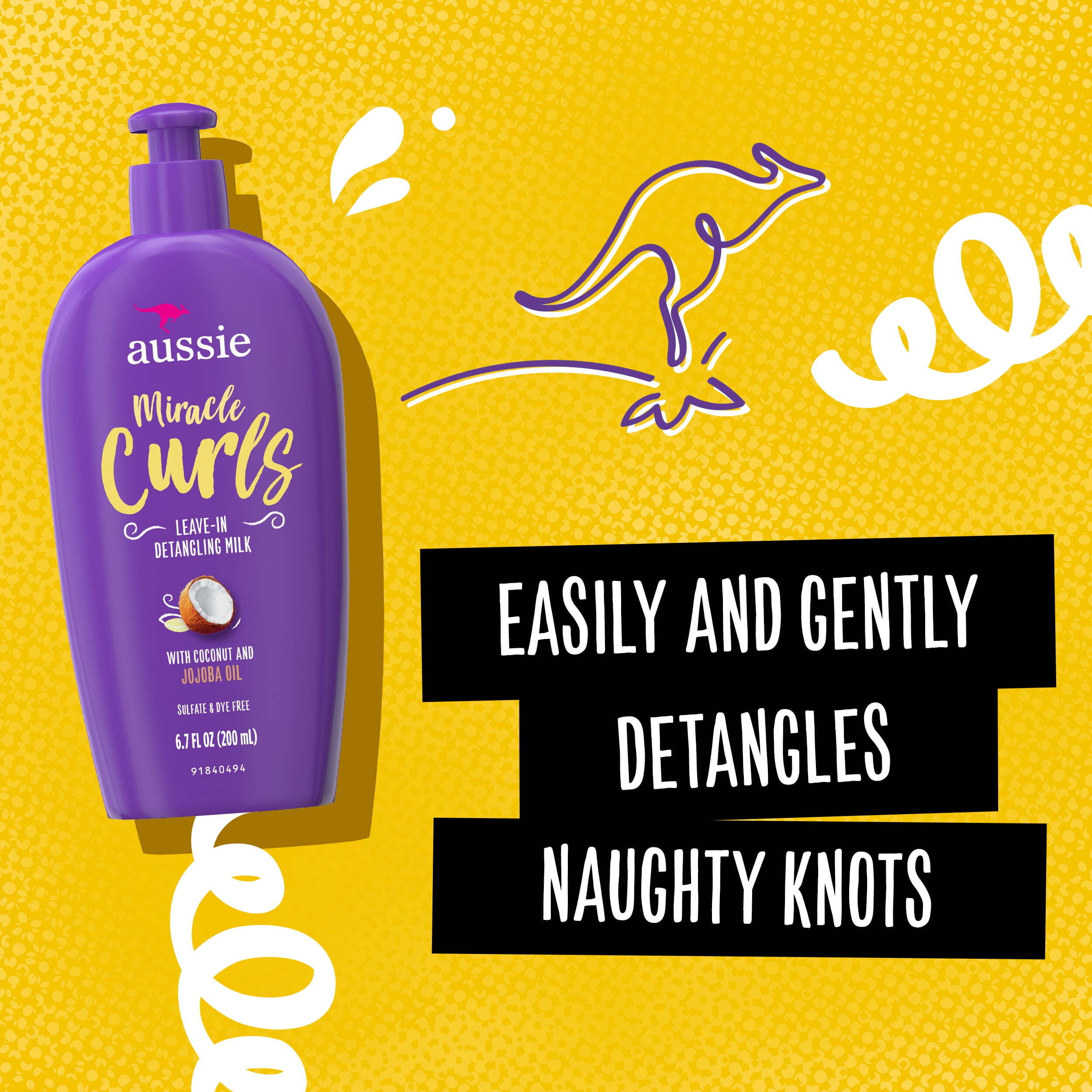 Aussie Miracle Curls Leavein Detangling Milk, for Curly Hair Types Paraben Free, 6.7 fl oz  (图4) Aussie Miracle Curls Leavein Detangling Milk, for Curly Hair Types Paraben Free, 6.7 fl oz  (图4)