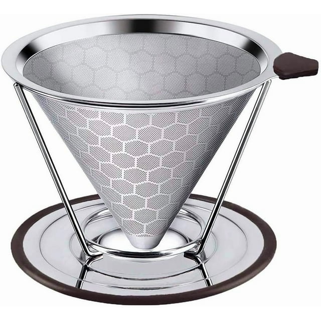 YSTIANN 800 Mesh Stainless Steel Coffee Dripper – Optimized Pour Over Filter for Enhanced Extraction, Paperless Reusable Cone, Dishwasher Safe & Rust-Proof WJ94-2863